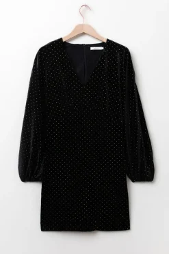 Zwarte velvet jurk met metallic studs