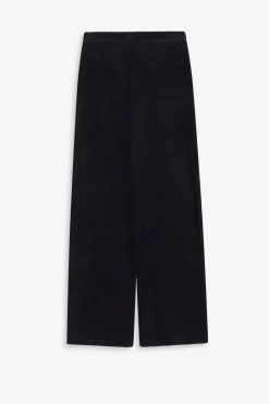 Zwarte velvet straight leg broek